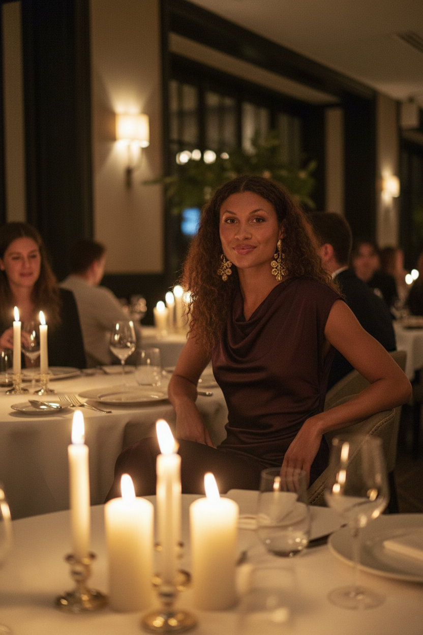 Saint Tropez ZidtSZ Cap Sleeve Dress lifestyle - elegant restaurant