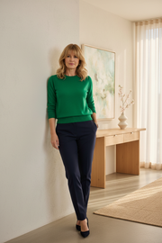 STREET ONE Crew Neck Sweater Emerald Green - lifestyle shot 1