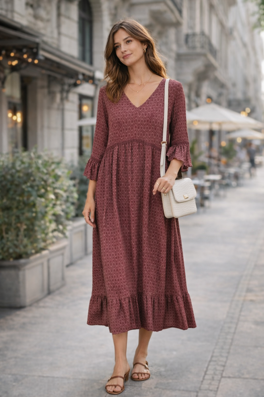 Sorbet SBODA strukturiertes Midikleid