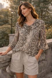 Sorbet SBELAH Bluse mit Schlangenprint - Beige