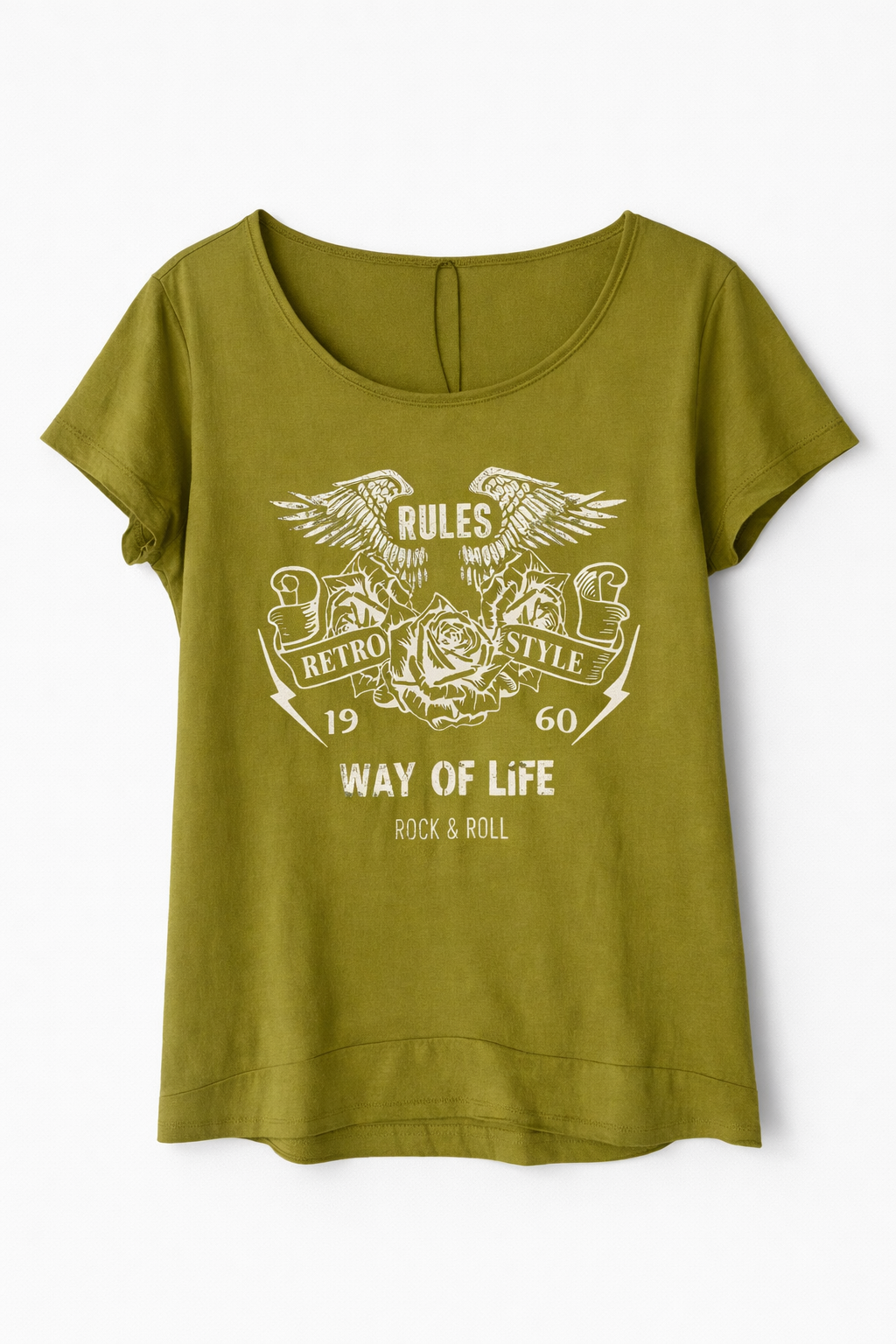 Sorbet SBRIMINI Retro Grafik-T-Shirt - Olivgrün