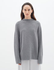 InWear TiaIW Boxy Pullover - Grauer Rippstrickpullover