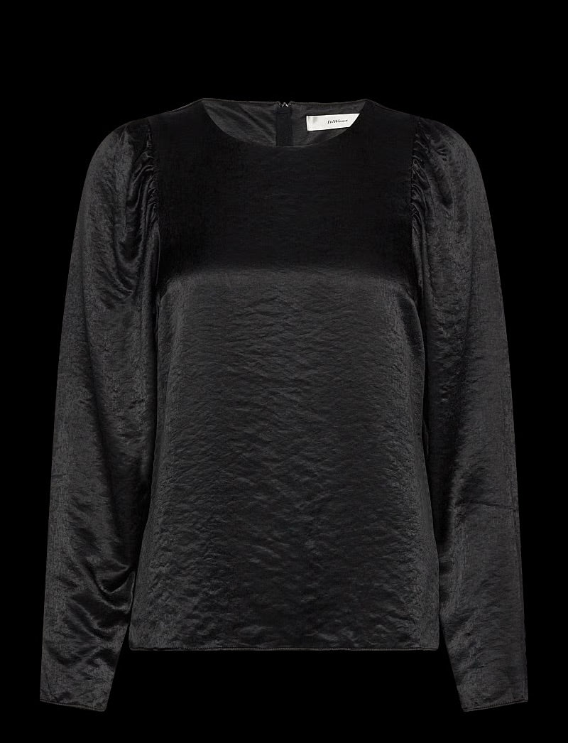 InWear DidraIW Bluse - Schwarze Jacquard-Bluse mit Puffärmeln