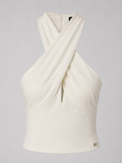 Marciano by Guess Neckholder-Top mit gekreuztem Ausschnitt – Creme