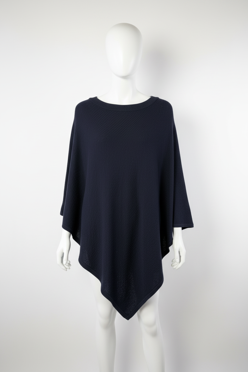 s.Oliver Strickponcho aus Baumwollmischgewebe – Marineblau