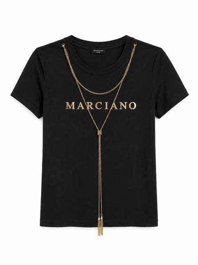 Marciano by Guess Logo-T-Shirt mit Goldkette – Schwarz