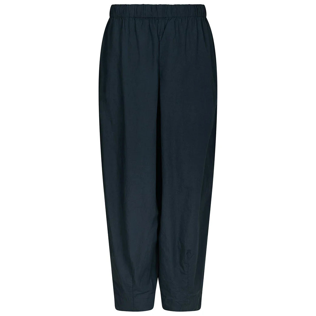 Neo Noir Prina C Navy Popeline Ballontrouser – Elastischer Bund mit Kordelzug | Damen