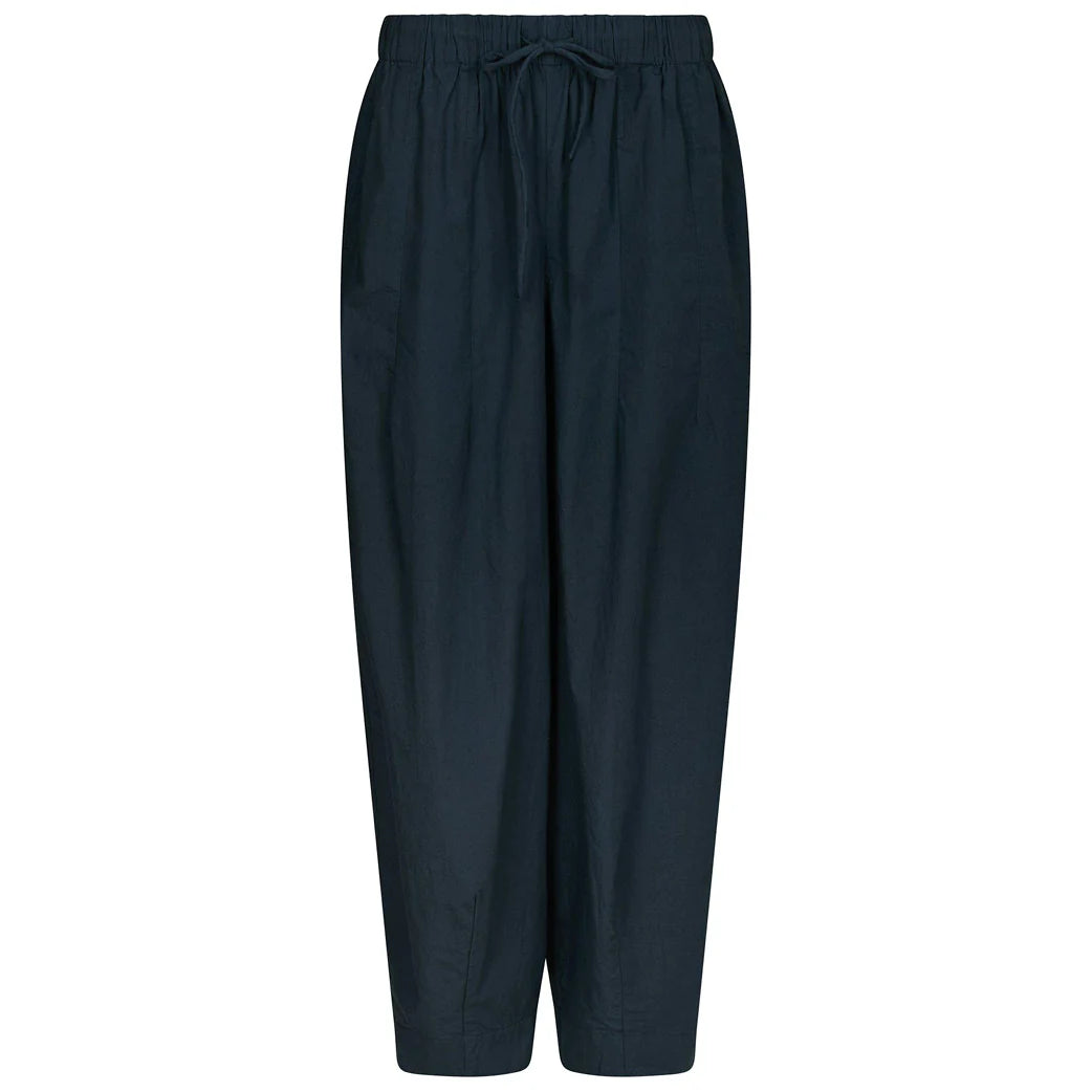 Neo Noir Prina C Navy Popeline Ballontrouser – Elastischer Bund mit Kordelzug | Damen