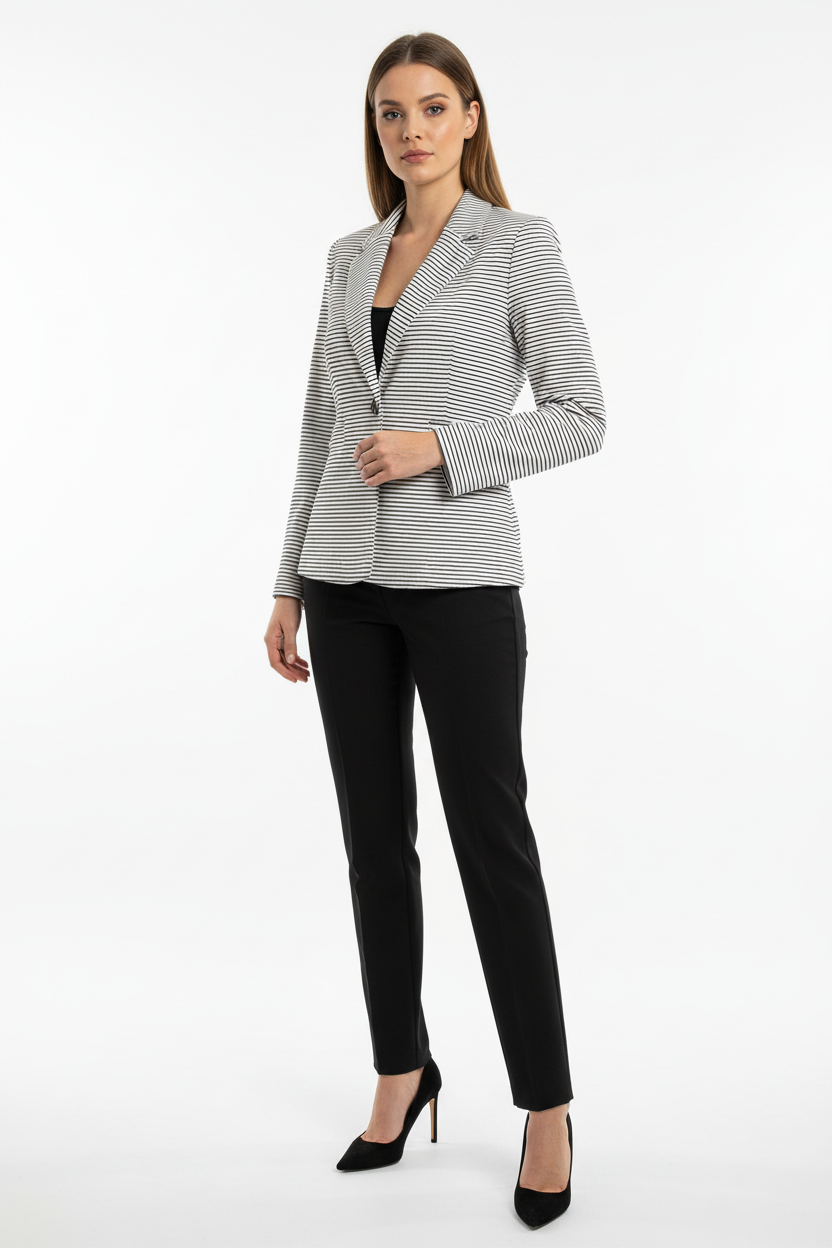 s.Oliver Gestreifter Blazer – Schwarz-Weiß im Marine-Look
